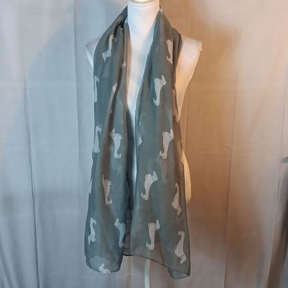 Gray Sheer Dachshund  Print Scarf - Picture 2 of 3
